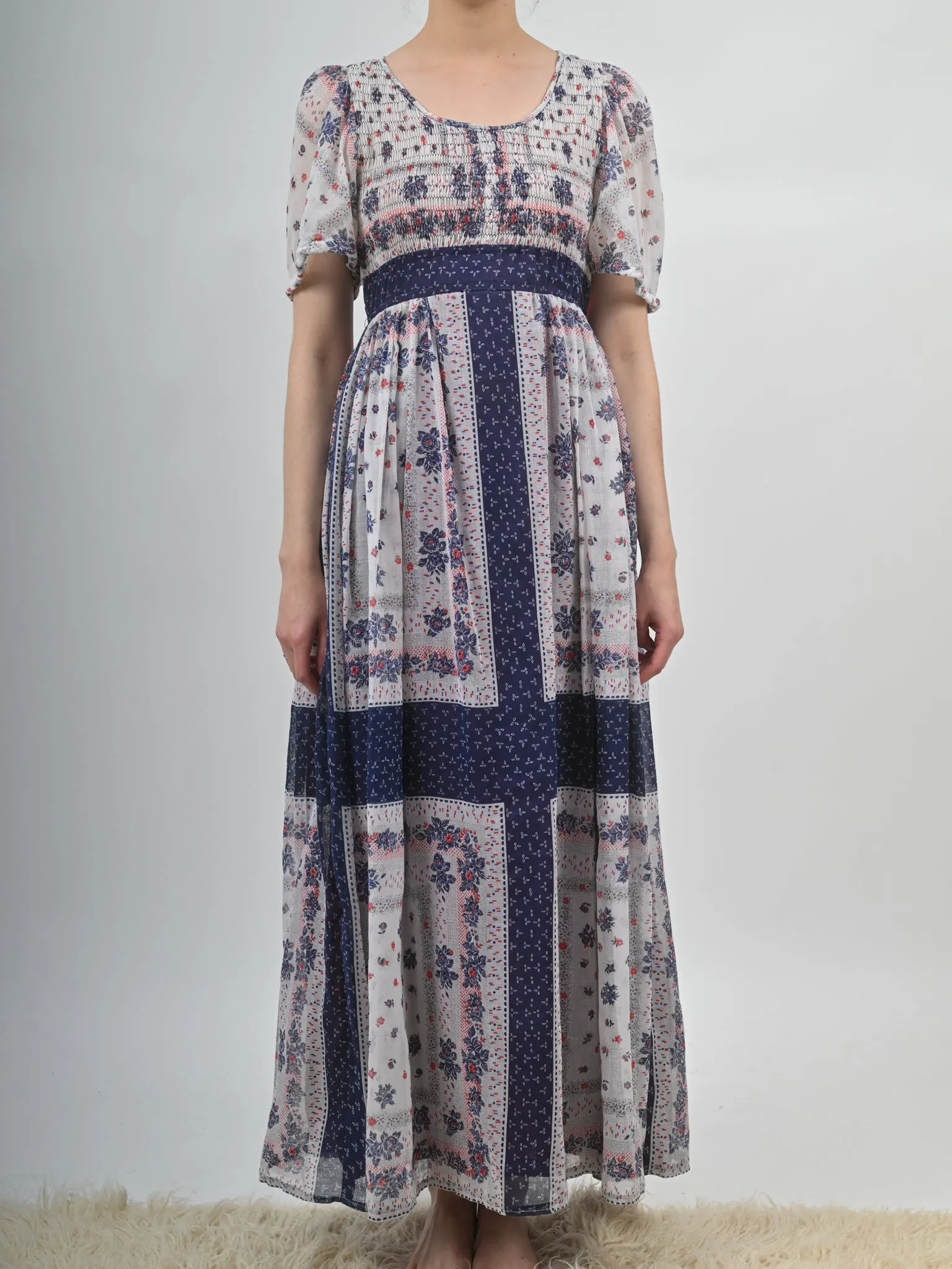 1970s Handkerchief Style Maxi Dress