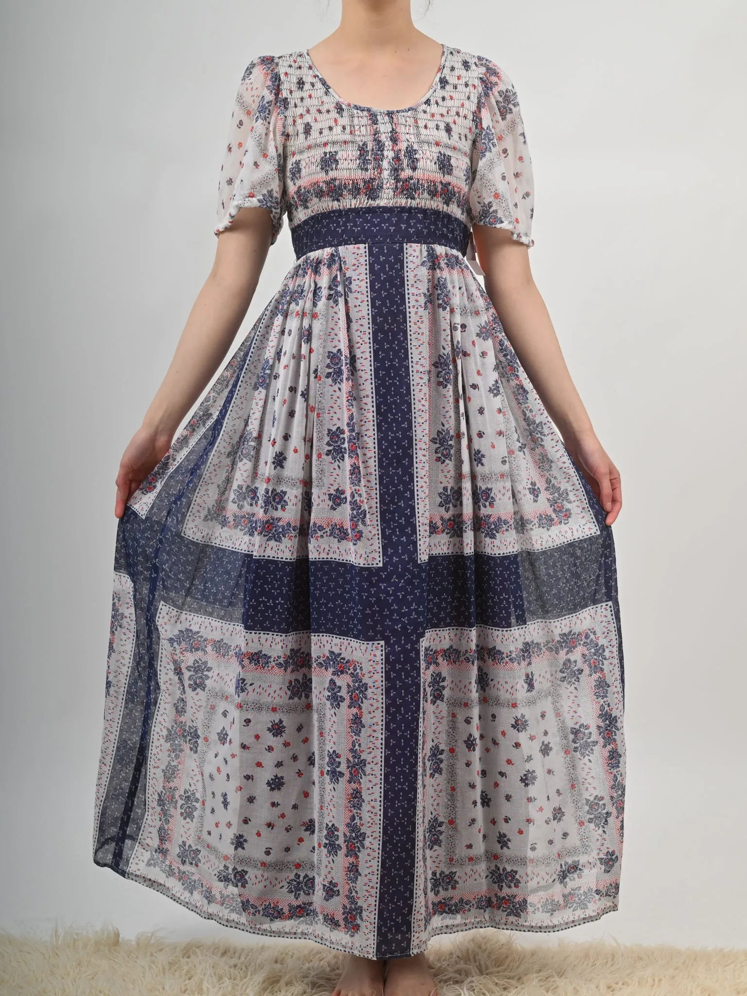 1970s Handkerchief Style Maxi Dress