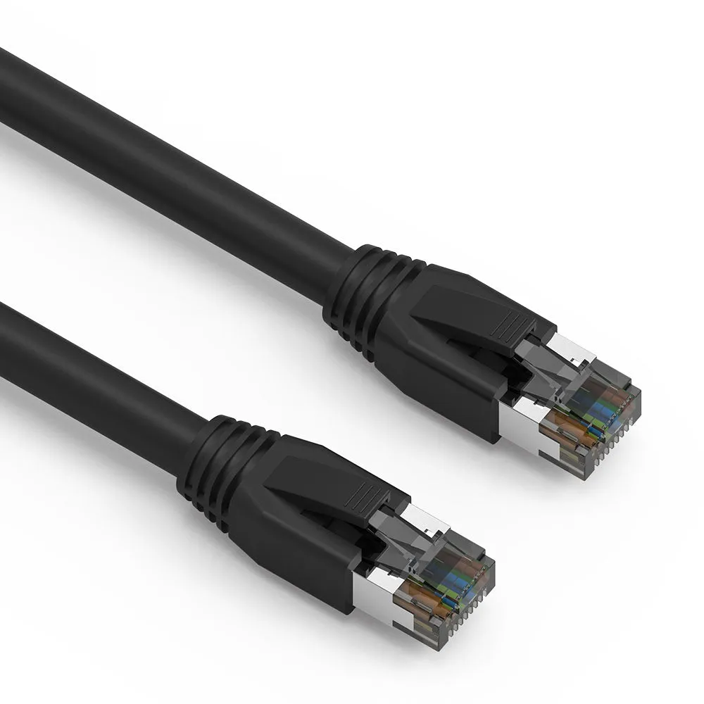 1Ft Cat.8 S/FTP Ethernet Network Cable 2GHz 40G Black 24AWG