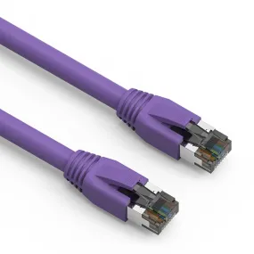 1Ft Cat.8 S/FTP Ethernet Network Cable 2GHz 40G Purple 24AWG