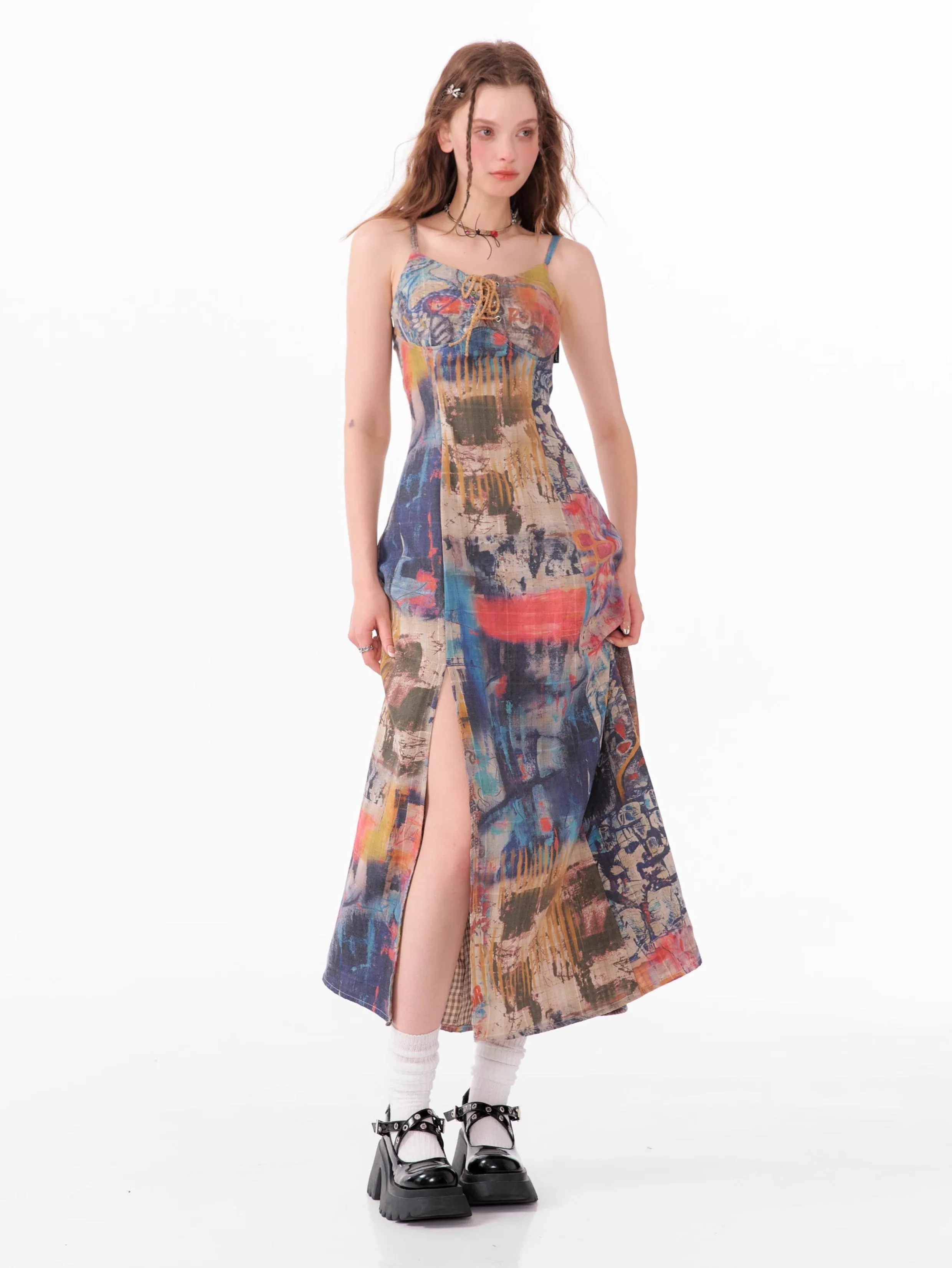 Abstract Print Maxi Dress