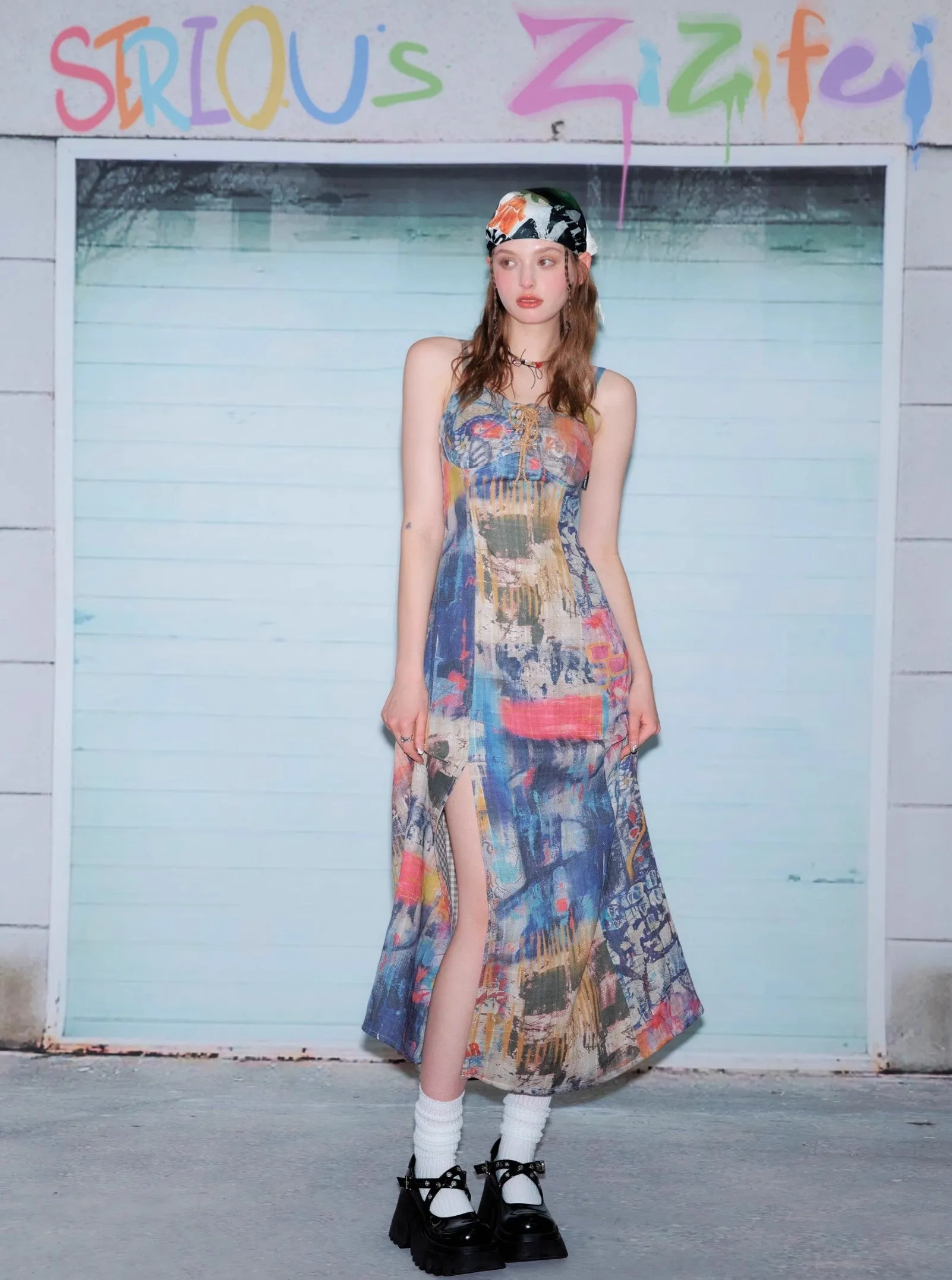 Abstract Print Maxi Dress