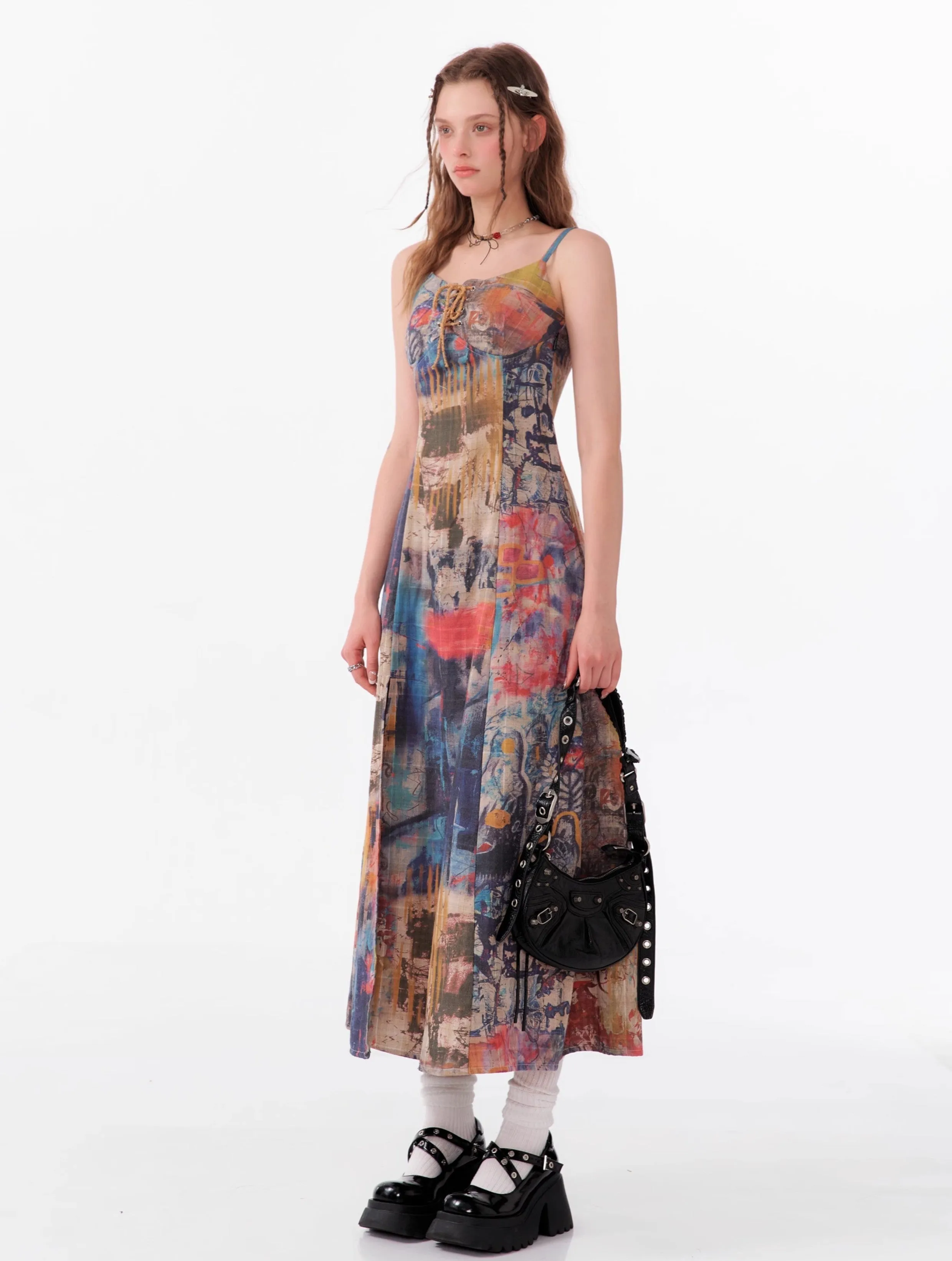 Abstract Print Maxi Dress