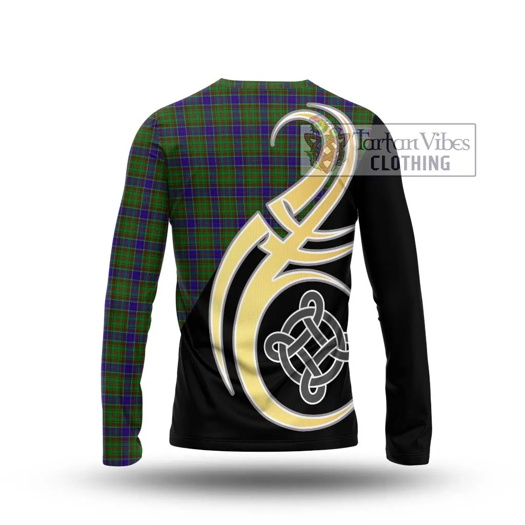 Adam Tartan Long Sleeve T-Shirt with Family Crest and Celtic Symbol Style