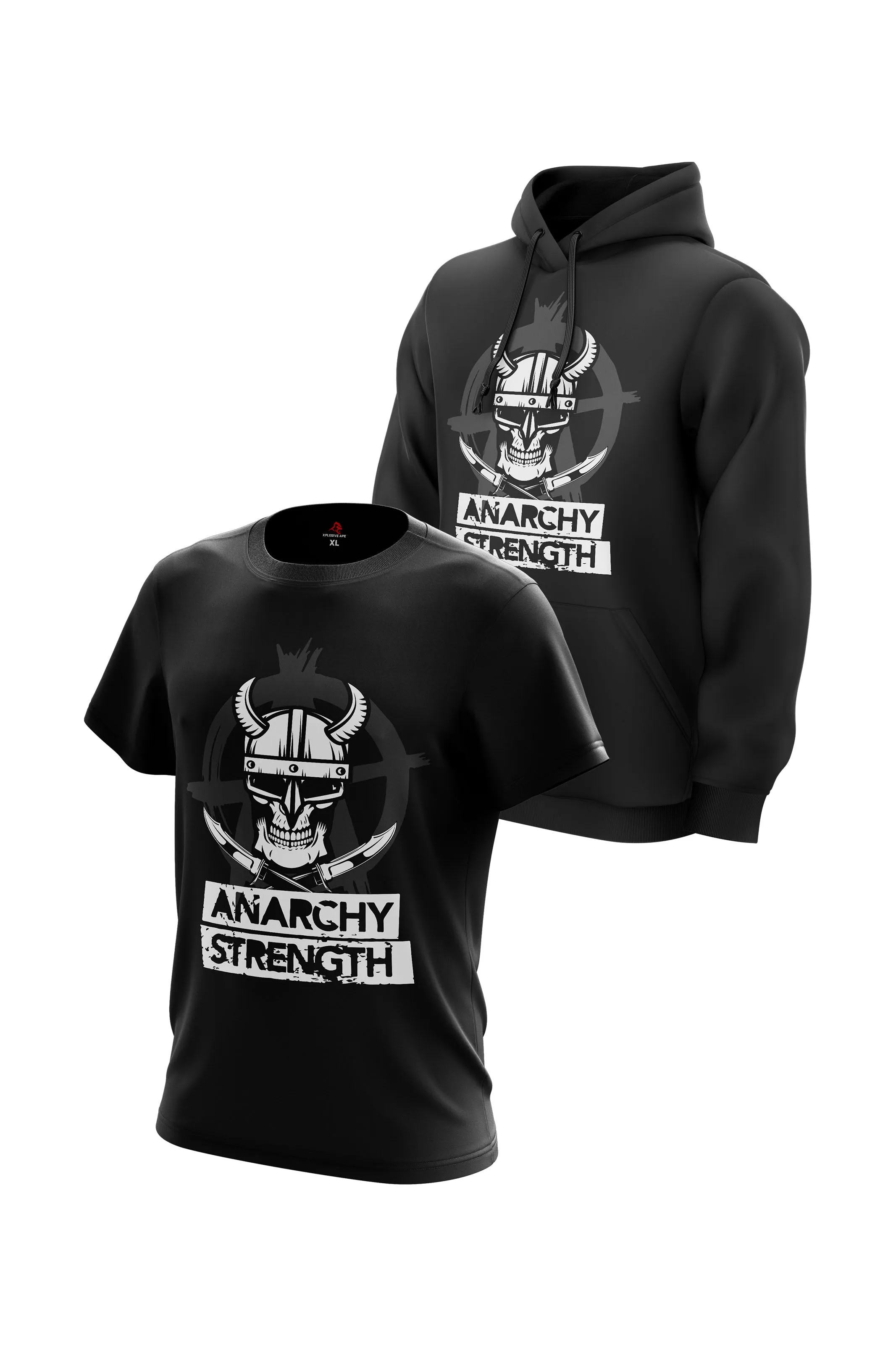 AS 'VIKING' HOODIE   TEE COMBO - BLACK