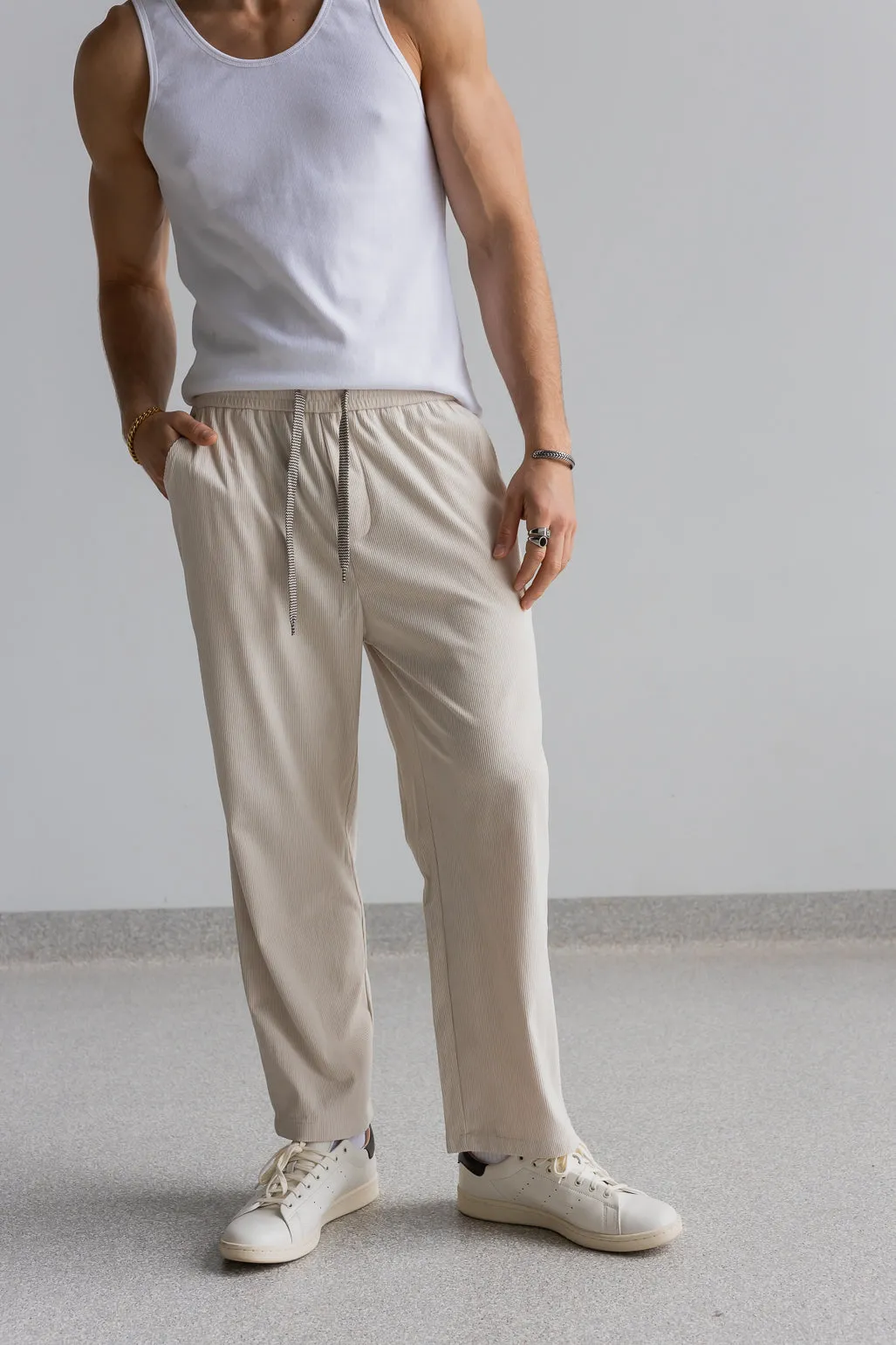 Baggy Cord Pants - Sand