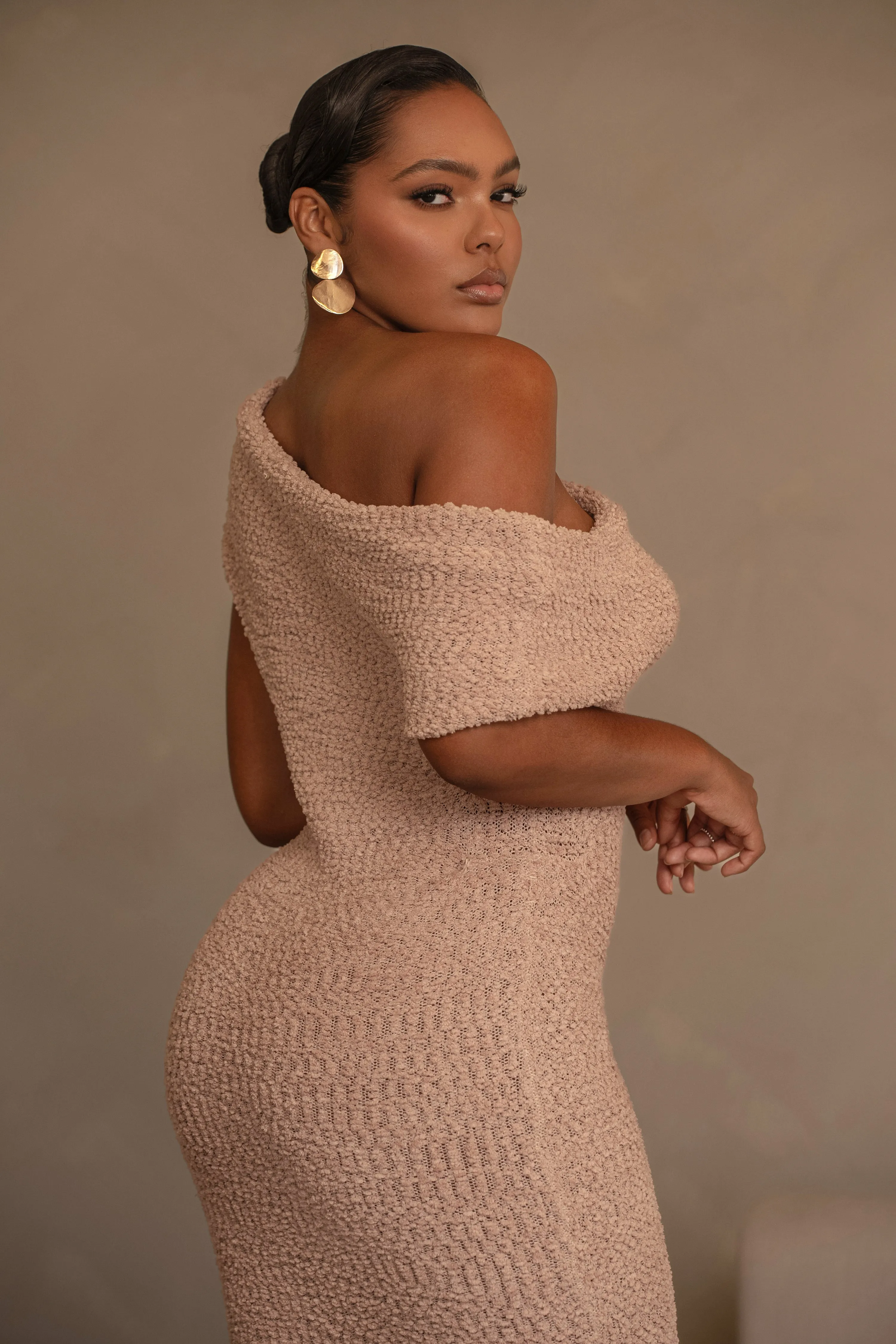 Beige Shayna Knit Maxi Dress