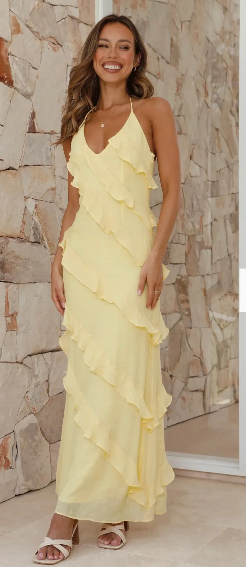 Billy J Yellow Sophia Maxi Dress