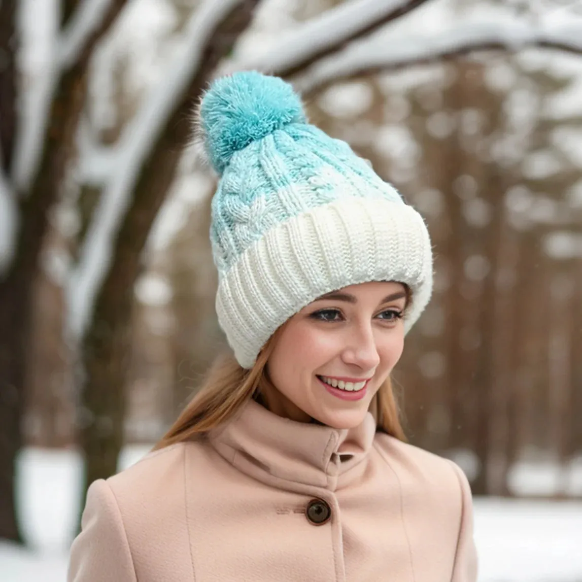 Black Ginger Turquoise Ice Cream Bobble Hat - 800-656