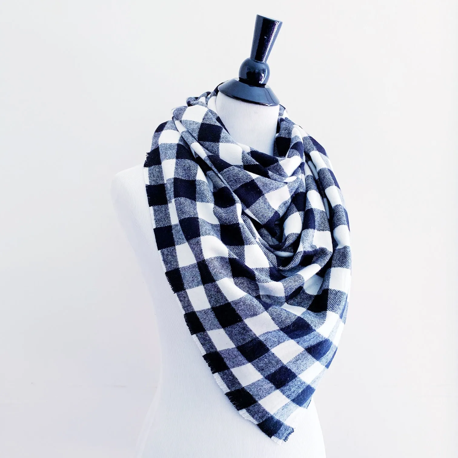 Blanket Scarf - Black/White Buffalo Plaid