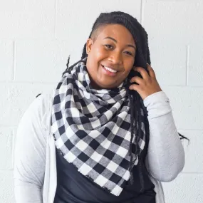 Blanket Scarf - Black/White Buffalo Plaid