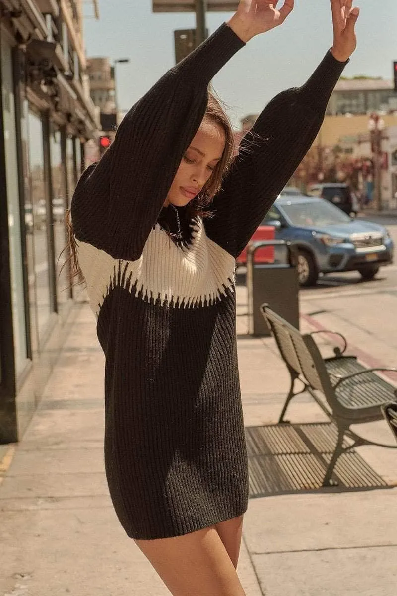 Blue Zone Planet |  A Ribbed Knit Sweater Mini Dress