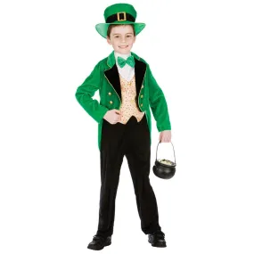 Boys Deluxe Leprechaun Lucky Green Black Halloween Costume