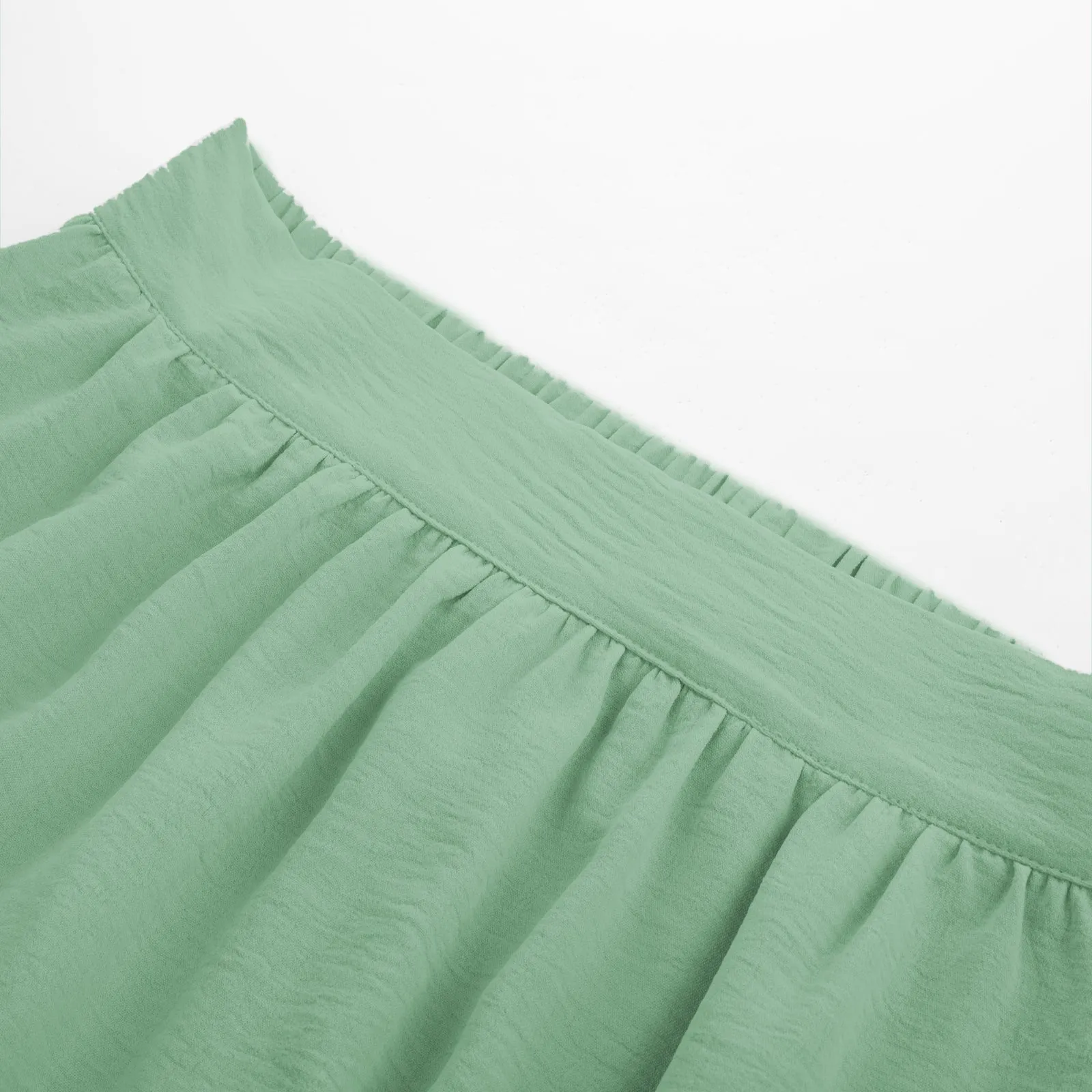 BP Women Vintage Tiered Swing Skirt Elastic Waist Ruffled Hem Mid-Calf Skirt