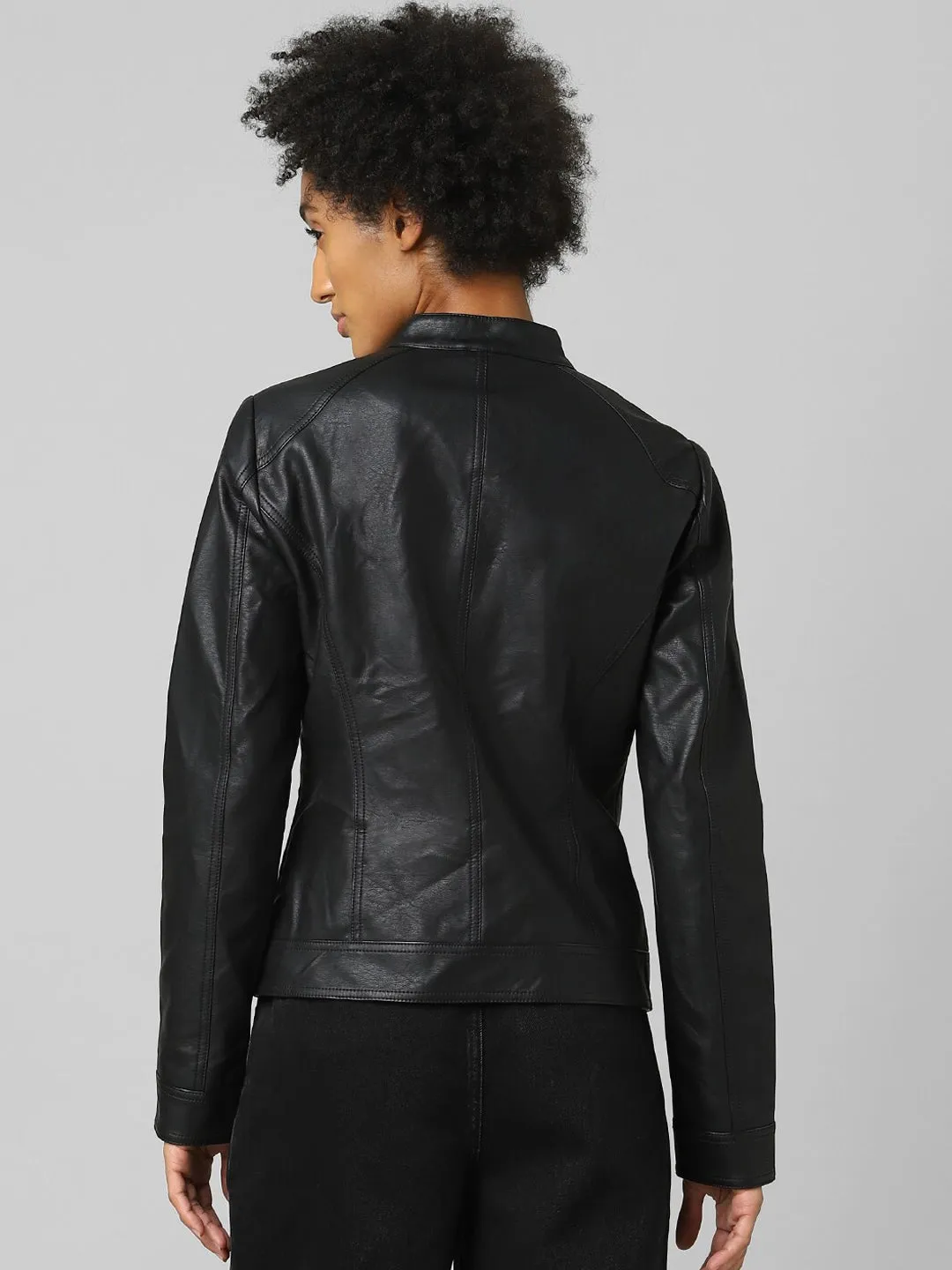 Buy Women Black Biker Jacket Online | QAWACH