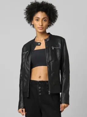 Buy Women Black Biker Jacket Online | QAWACH