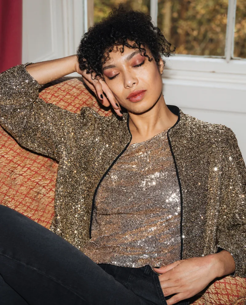 By Iris Amira Gold Sequin Jacket