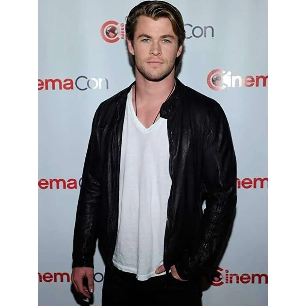 Chris Hemsworth Black Leather Jacket