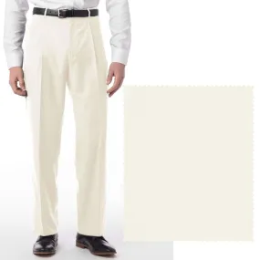 Comfort-EZE Micro Nano Performance Gabardine Trouser in Oyster, Size 42 (Manchester Pleated Model) by Ballin