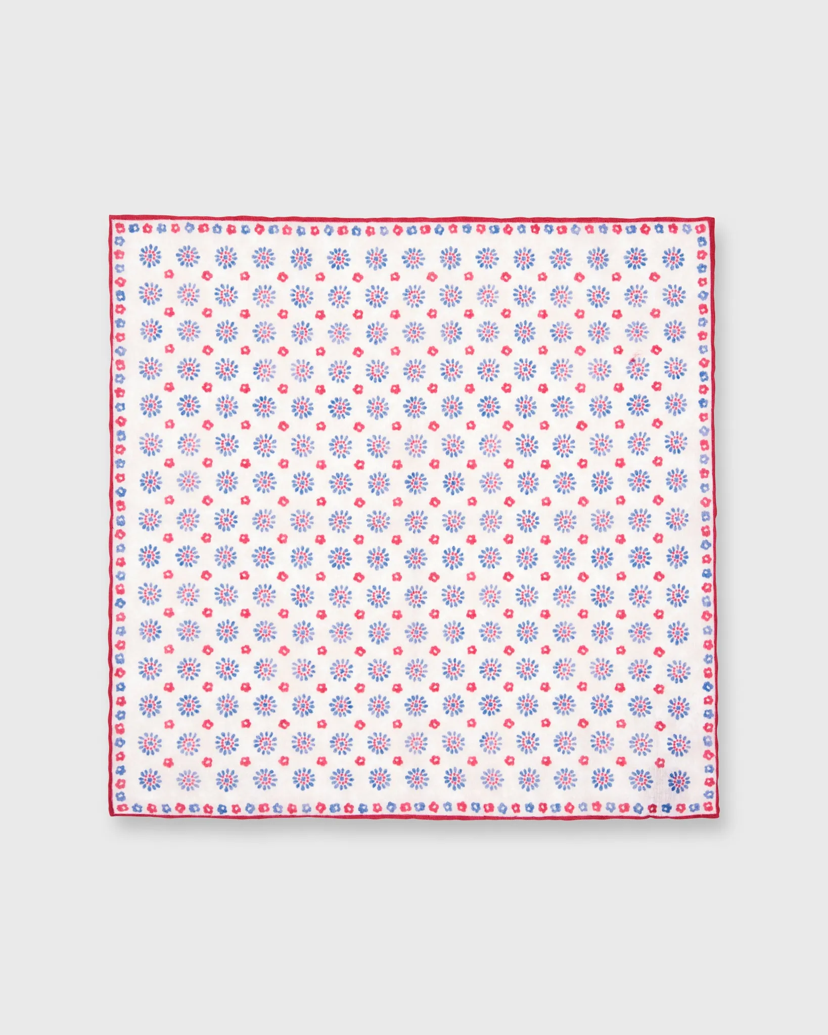 Cotton/Linen Print Pocket Square in Natural/Red/Navy Floral