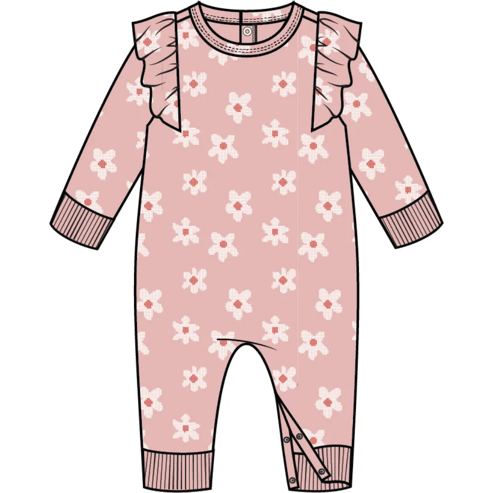 COVERALL L/S KNIT - PINK DAISY