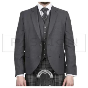 Crail Charcoal Grey Scottish Kilt Jacket with Waistcoat Men Wedding Jacket