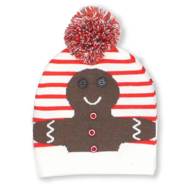 Cream Gingerbread with Pom Pom Knit Hat