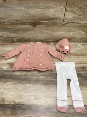 Cupcakes and Cashmere 3pc Sweater Dress Set Pink sz 3-6m