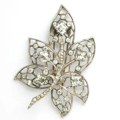 Diamanté & Sterling Leaf Eisenberg Dress Clip