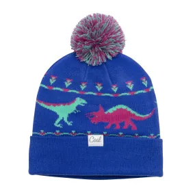 Dina Dinosaur Pom Beanie: Blue