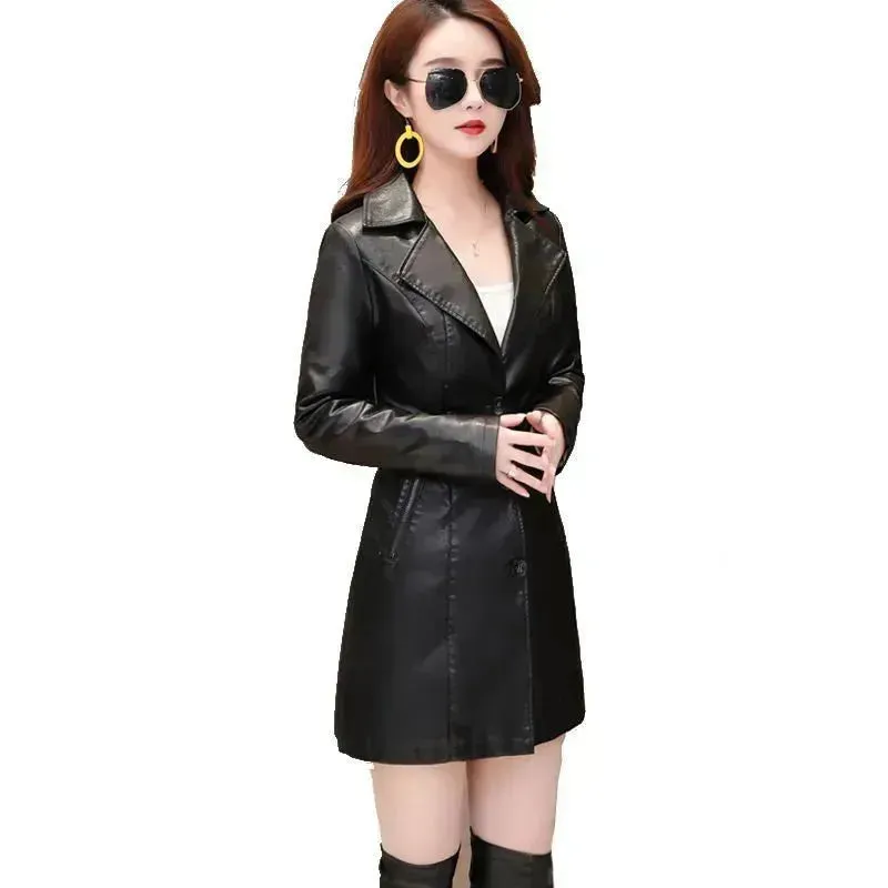 Elegant Fashion Slim fit Long Sleeve Leather Mini Blazer Dress