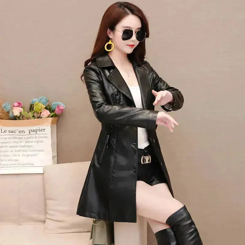 Elegant Fashion Slim fit Long Sleeve Leather Mini Blazer Dress