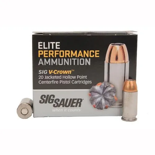 Elite V-Crown Ammunition - 45 ACP, 200 Grains, Jacketed Hollow Point, Per 20