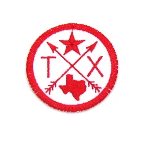 Embroidered Iron-On Custom State Patch - Red & White