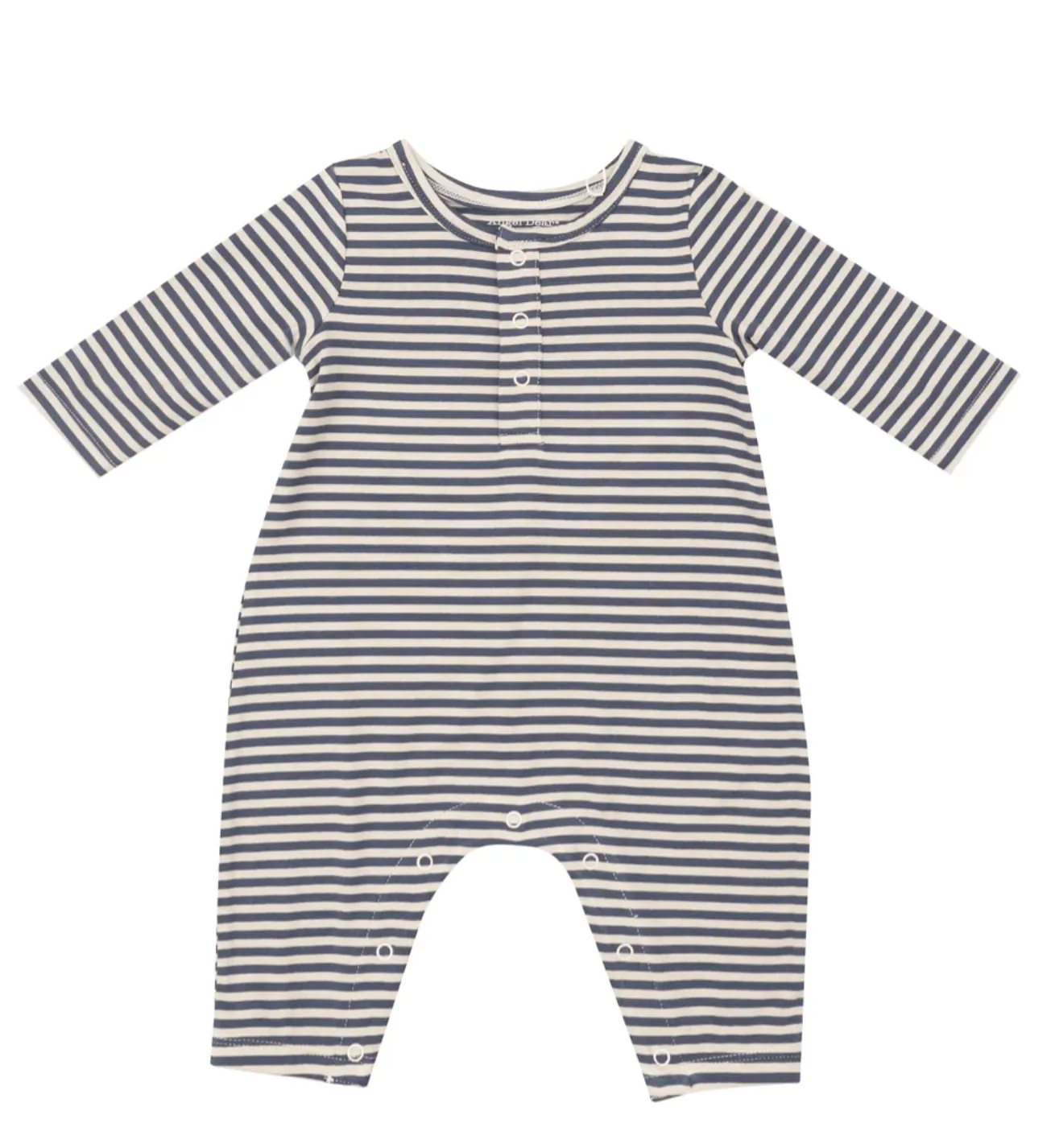 Footballs   Navy & Oat Stripe Henley Romper