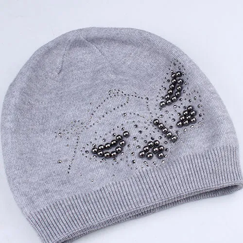 FURTALK Women WinterWool Blended  Beanie Hat Butterfly Sequin Drop Shipping  B004