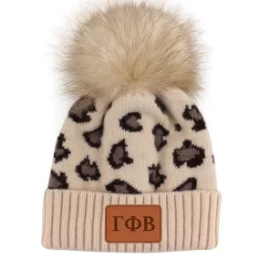 Gamma Phi Beta Leopard Design Beanie Hat