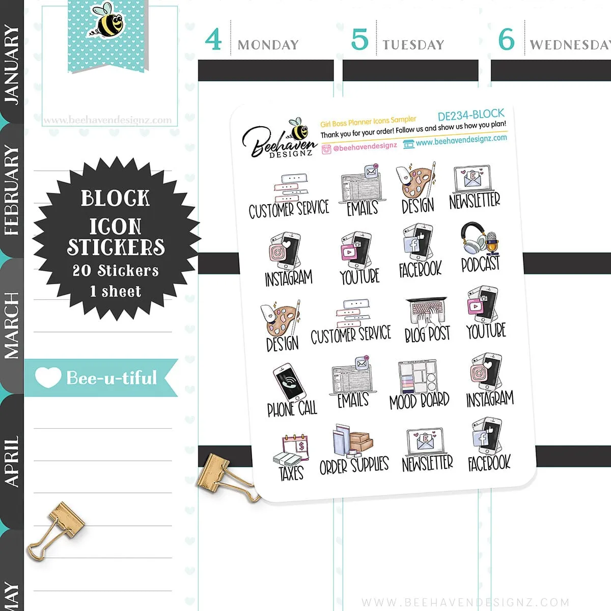 Girl Boss Planner Icons Sticker Sampler