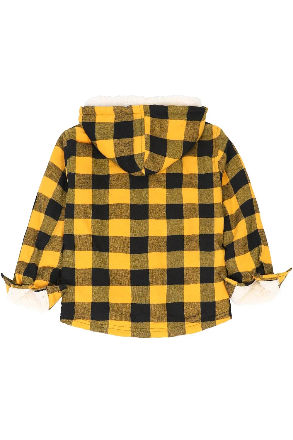 Girls Hooded Plaid Flannel Shirt Jacket,Sherpa Lined