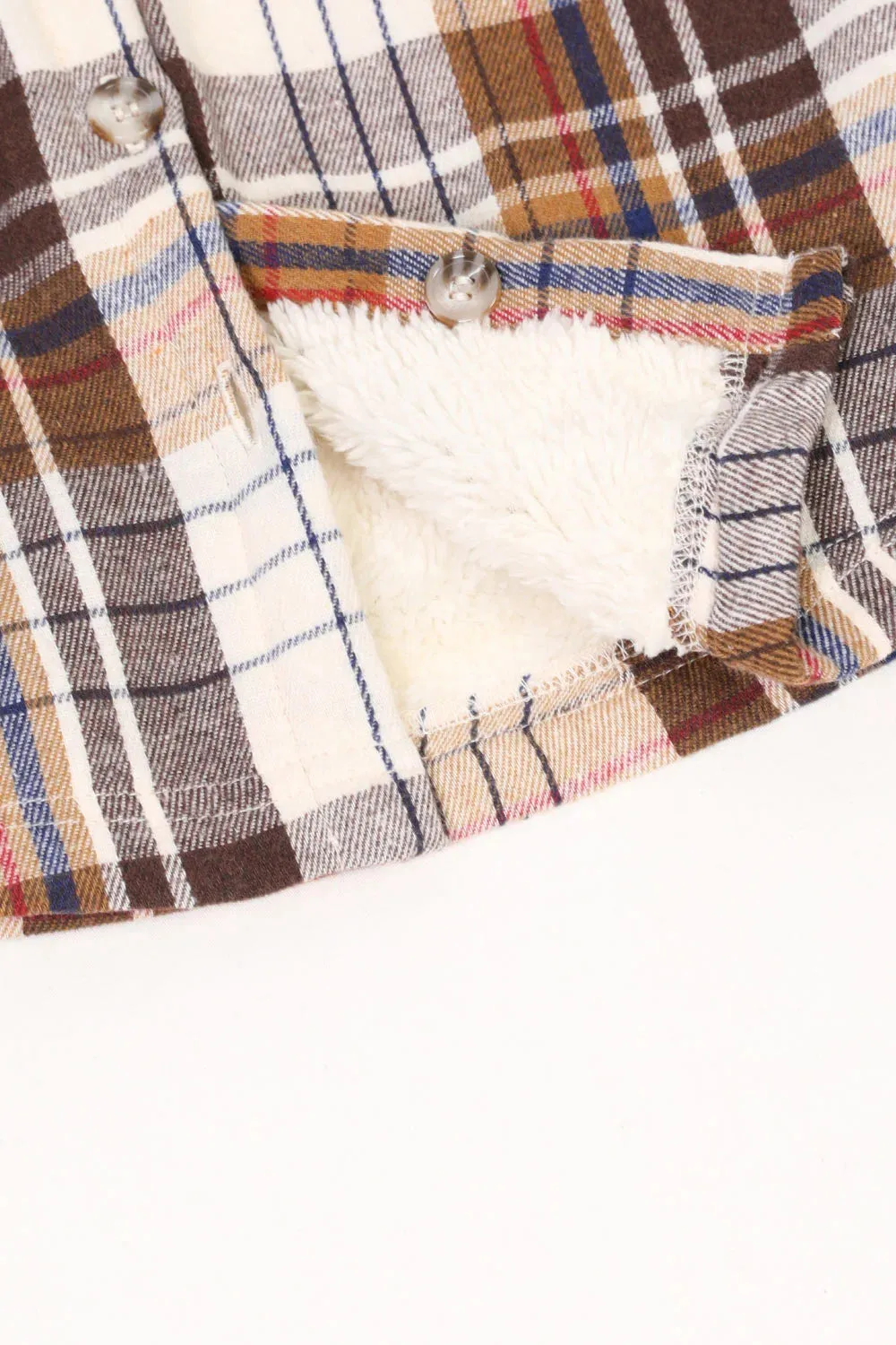 Girls Hooded Plaid Flannel Shirt Jacket,Sherpa Lined