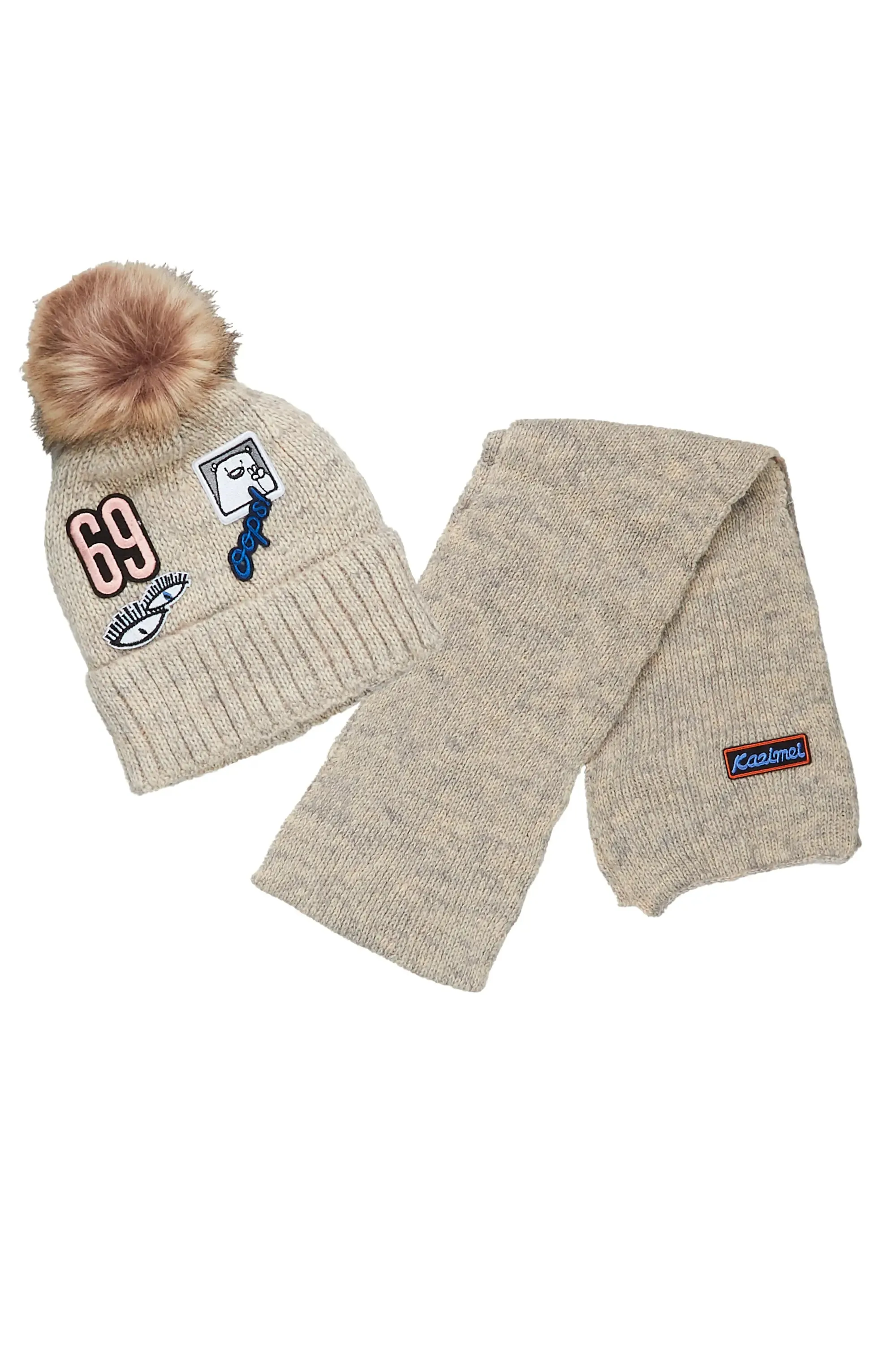 Girls Keiko Cream Patch Beanie