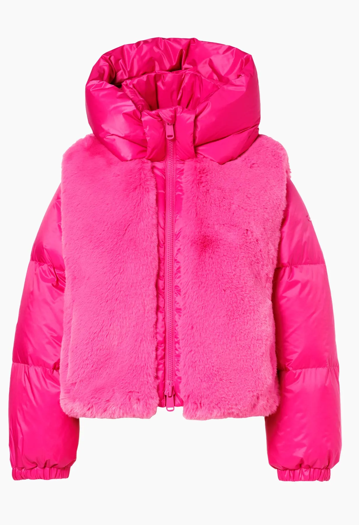 Goldbergh La Reine Down and Faux Fur Ski Jacket in Pink