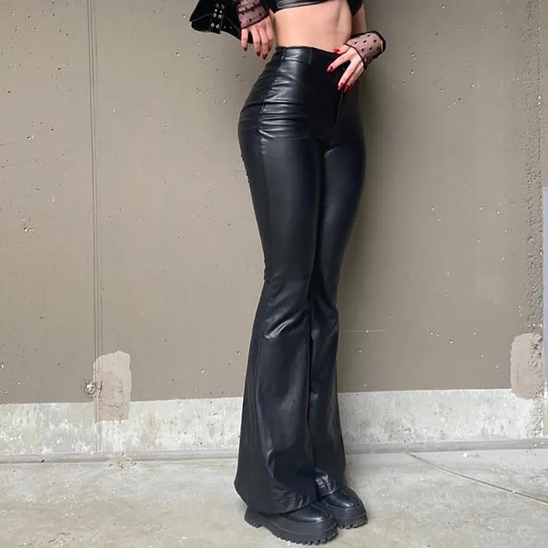 High Waist Elastic PU Leather Pant