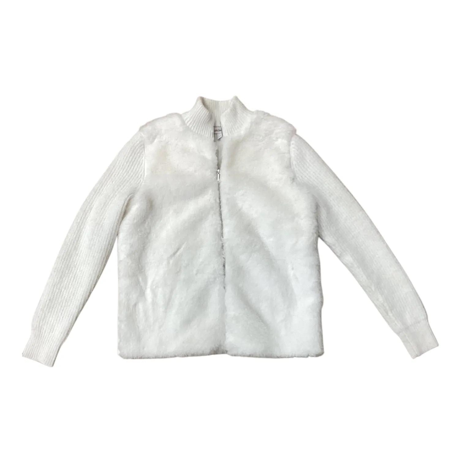 Jacket Faux Fur & Sherpa By Liz Claiborne In White, Size: S