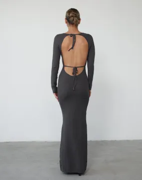 Jayda Long Sleeve Maxi Dress (Charcoal)