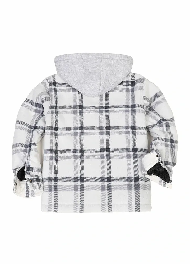 Kids Boys and Girls Sherpa Lined Warm Fleece Plaid Jacket with Hood