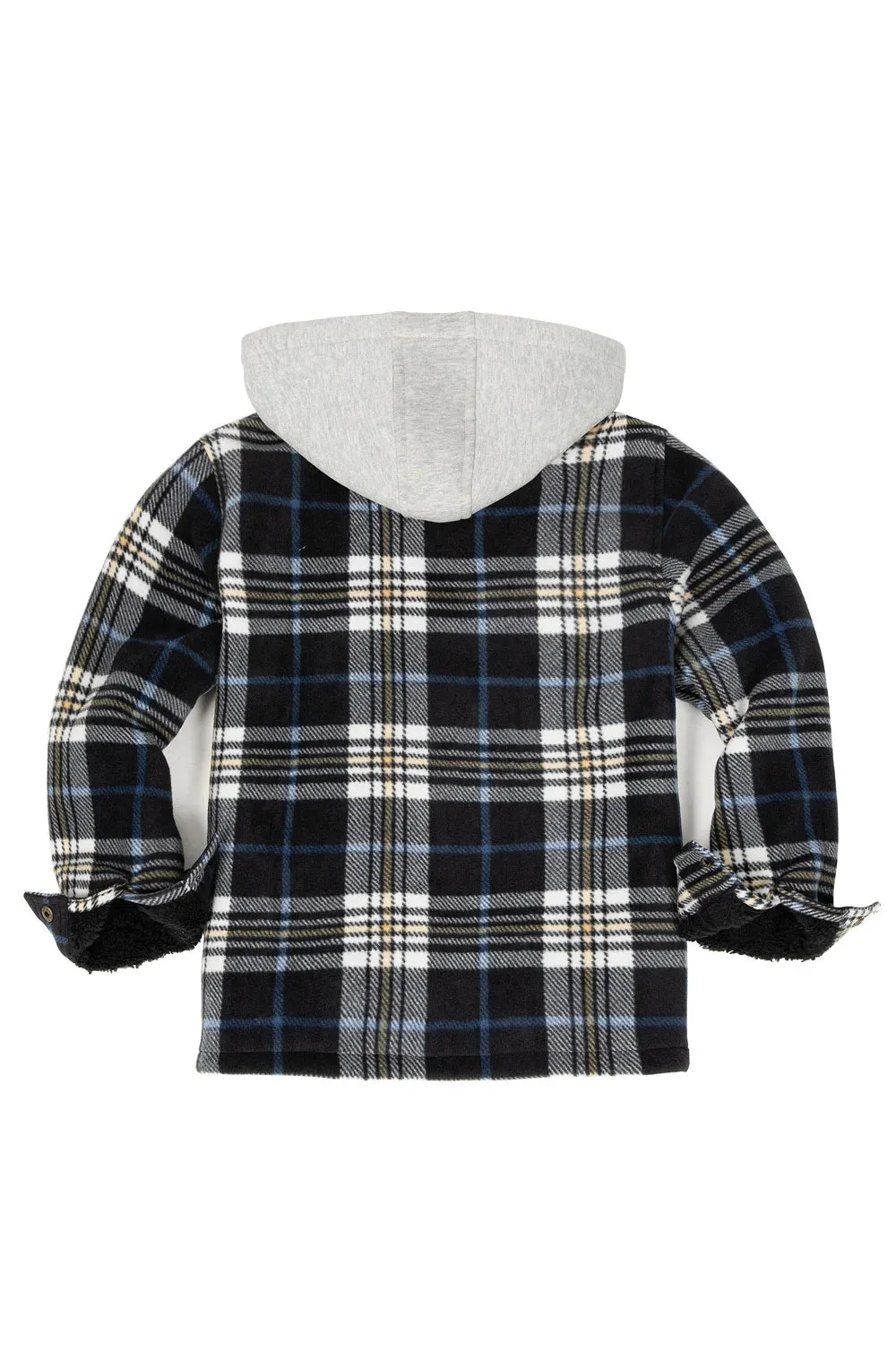 Kids Boys and Girls Sherpa Lined Warm Fleece Plaid Jacket with Hood