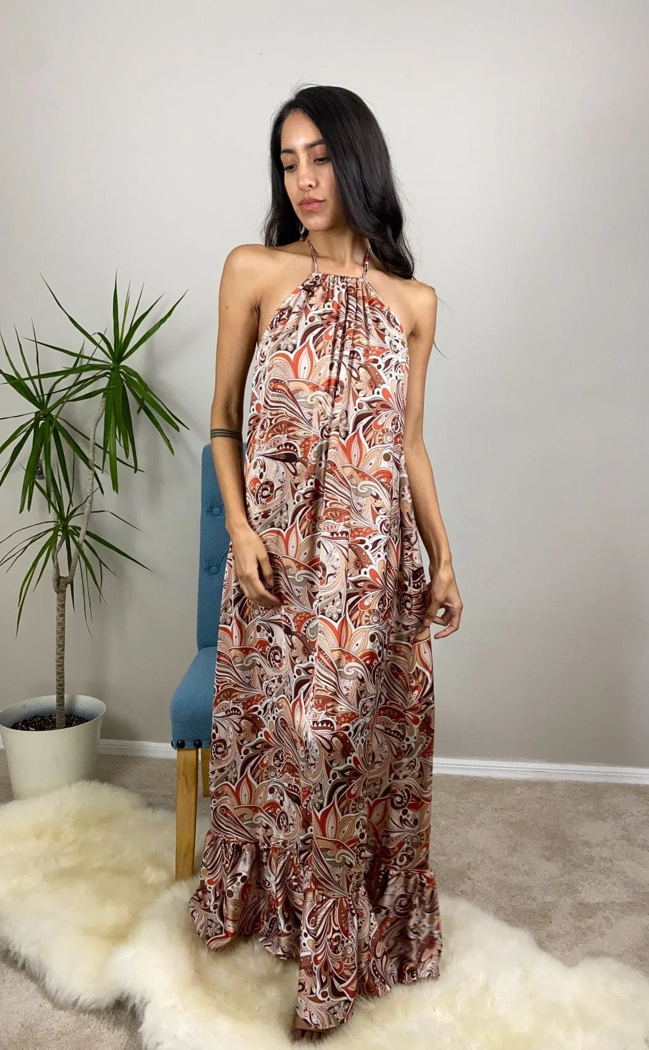 Kona Halterneck Maxi Dress - Multi