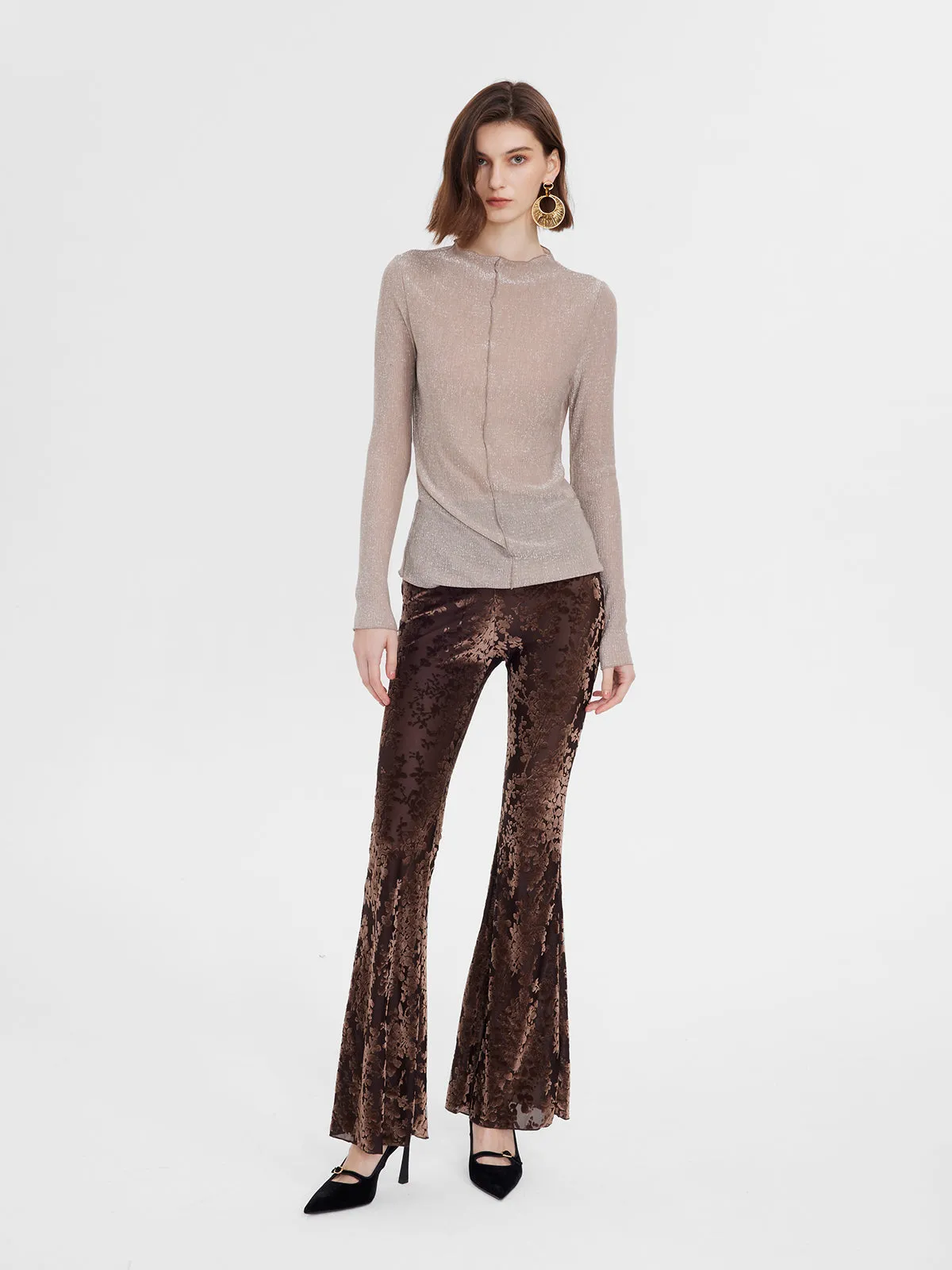 Lace Velvet Flared Pants