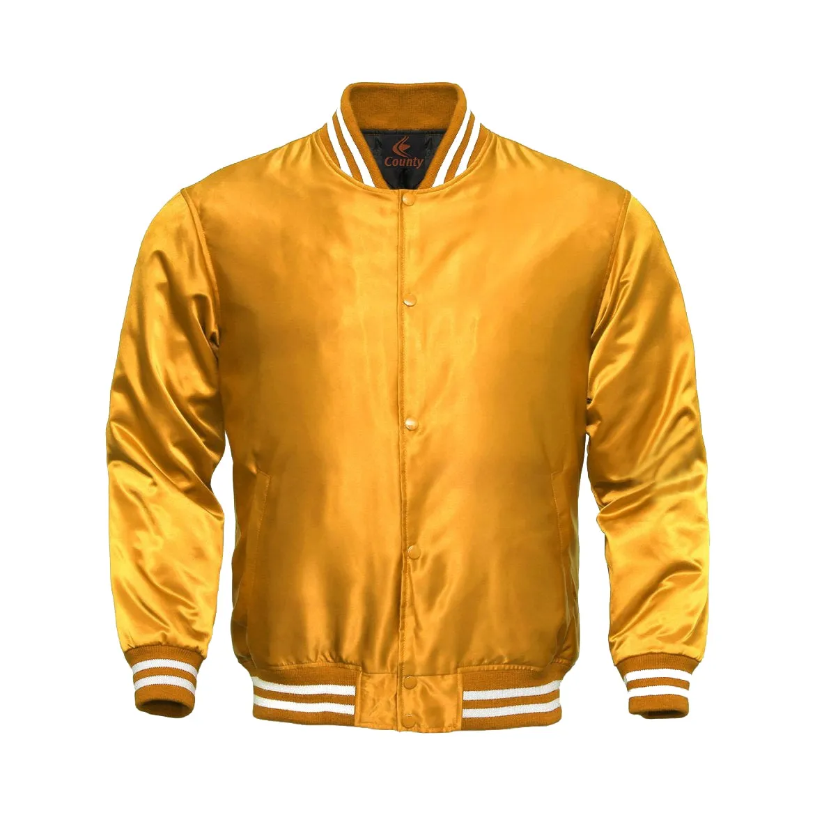 Letterman Jacket Golden Satin Jacket Ladies Varsity Jacket